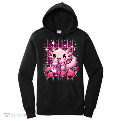 Axolotl Strawberry Milk Shake Anime Cute Kawaii Axolotl Women's Hoodie