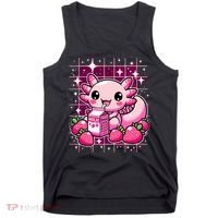 Axolotl Strawberry Milk Shake Anime Cute Kawaii Axolotl Tank Top thumb 0