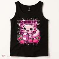 Axolotl Strawberry Milk Shake Anime Cute Kawaii Axolotl Tank Top thumb 2