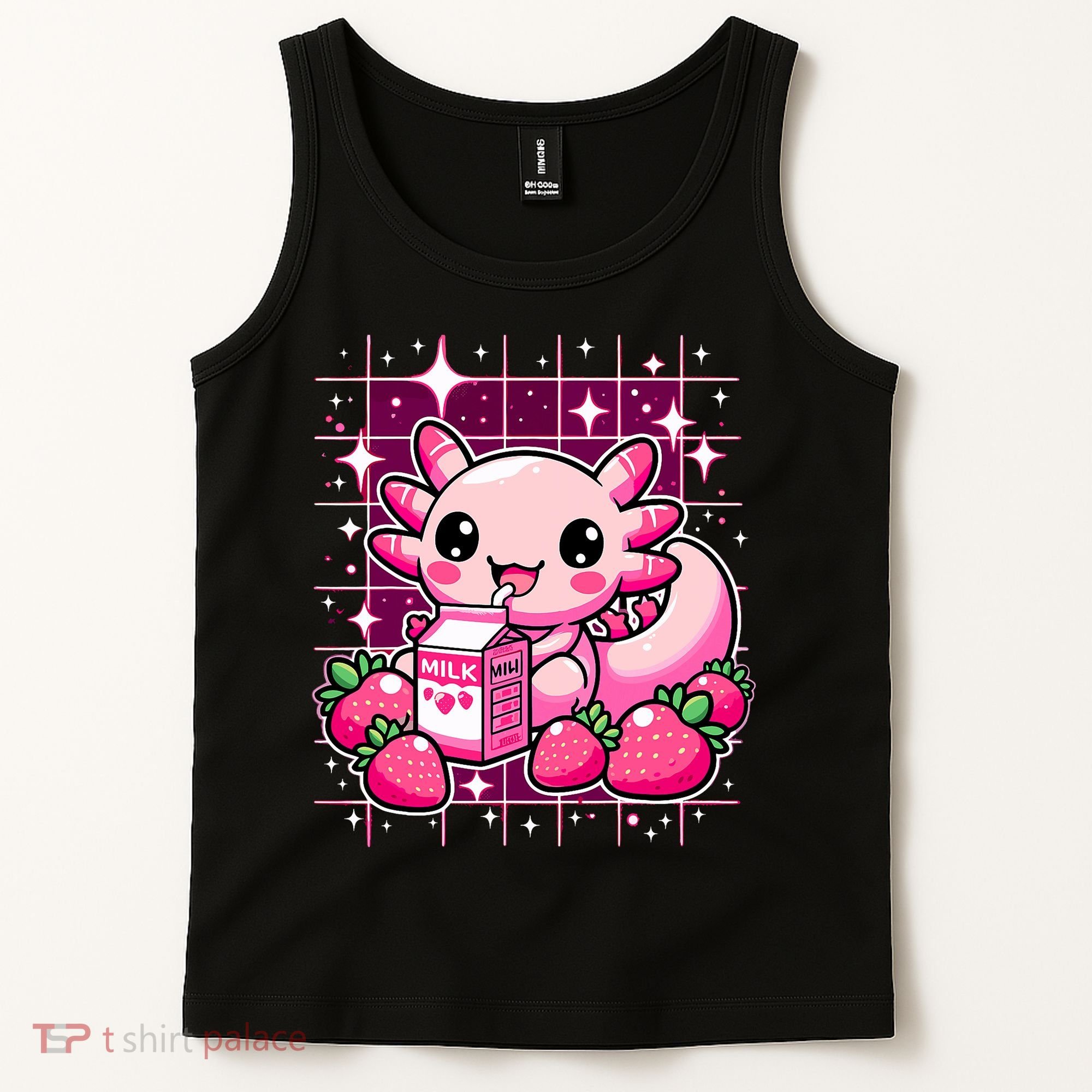 Axolotl Strawberry Milk Shake Anime Cute Kawaii Axolotl Tank Top