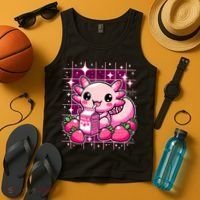 Axolotl Strawberry Milk Shake Anime Cute Kawaii Axolotl Tank Top thumb 4
