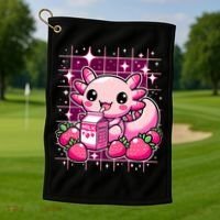 Axolotl Strawberry Milk Shake Anime Cute Kawaii Axolotl Golf Towel thumb 1