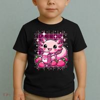 Axolotl Strawberry Milk Shake Anime Cute Kawaii Axolotl Toddler T-Shirt thumb 2