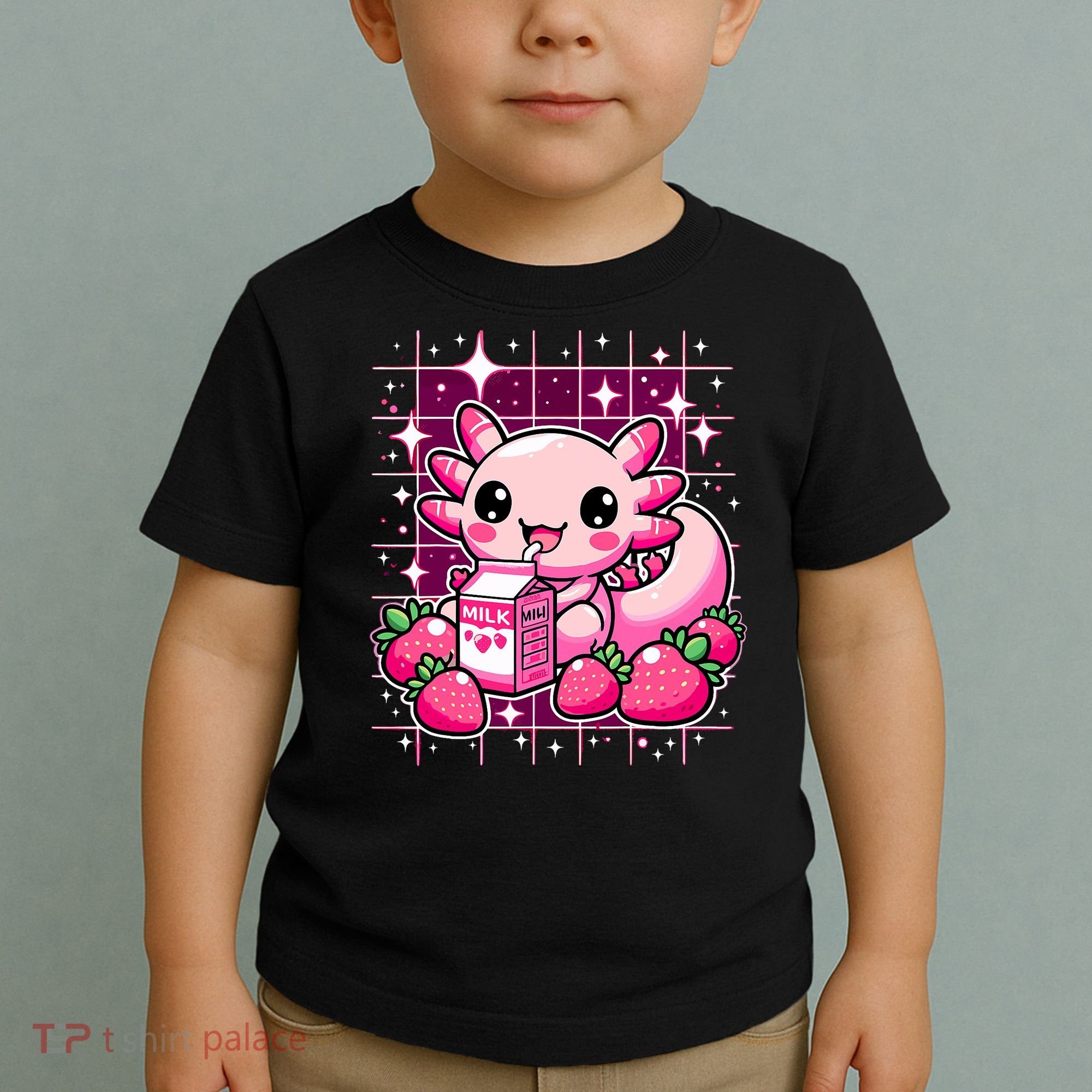 Axolotl Strawberry Milk Shake Anime Cute Kawaii Axolotl Toddler T-Shirt