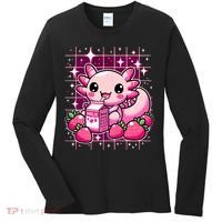 Axolotl Strawberry Milk Shake Anime Cute Kawaii Axolotl Women's Long Sleeve Shirt thumb 0