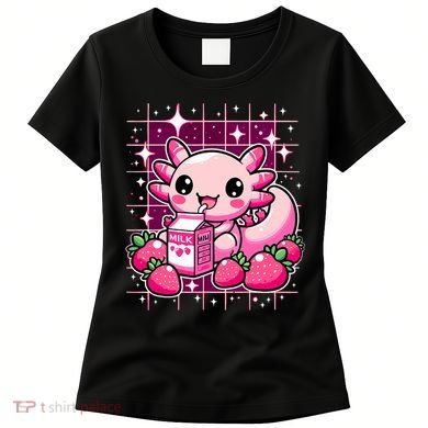 Axolotl Strawberry Milk Shake Anime Cute Kawaii Axolotl Women's T-Shirt