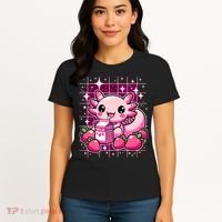 Axolotl Strawberry Milk Shake Anime Cute Kawaii Axolotl Women's T-Shirt thumb 4