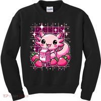 Axolotl Strawberry Milk Shake Anime Cute Kawaii Axolotl Kids Sweatshirt thumb 0