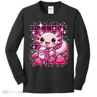 Axolotl Strawberry Milk Shake Anime Cute Kawaii Axolotl Kids Long Sleeve Shirt thumb 0