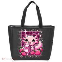 Axolotl Strawberry Milk Shake Anime Cute Kawaii Axolotl Tote Bag thumb 0