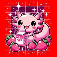 Axolotl Strawberry Milk Shake Anime Cute Kawaii Axolotl Santa Hat thumb 1