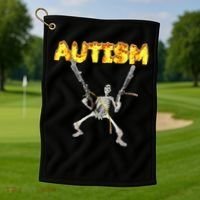 Autism Skeleton Meme Golf Towel thumb 1