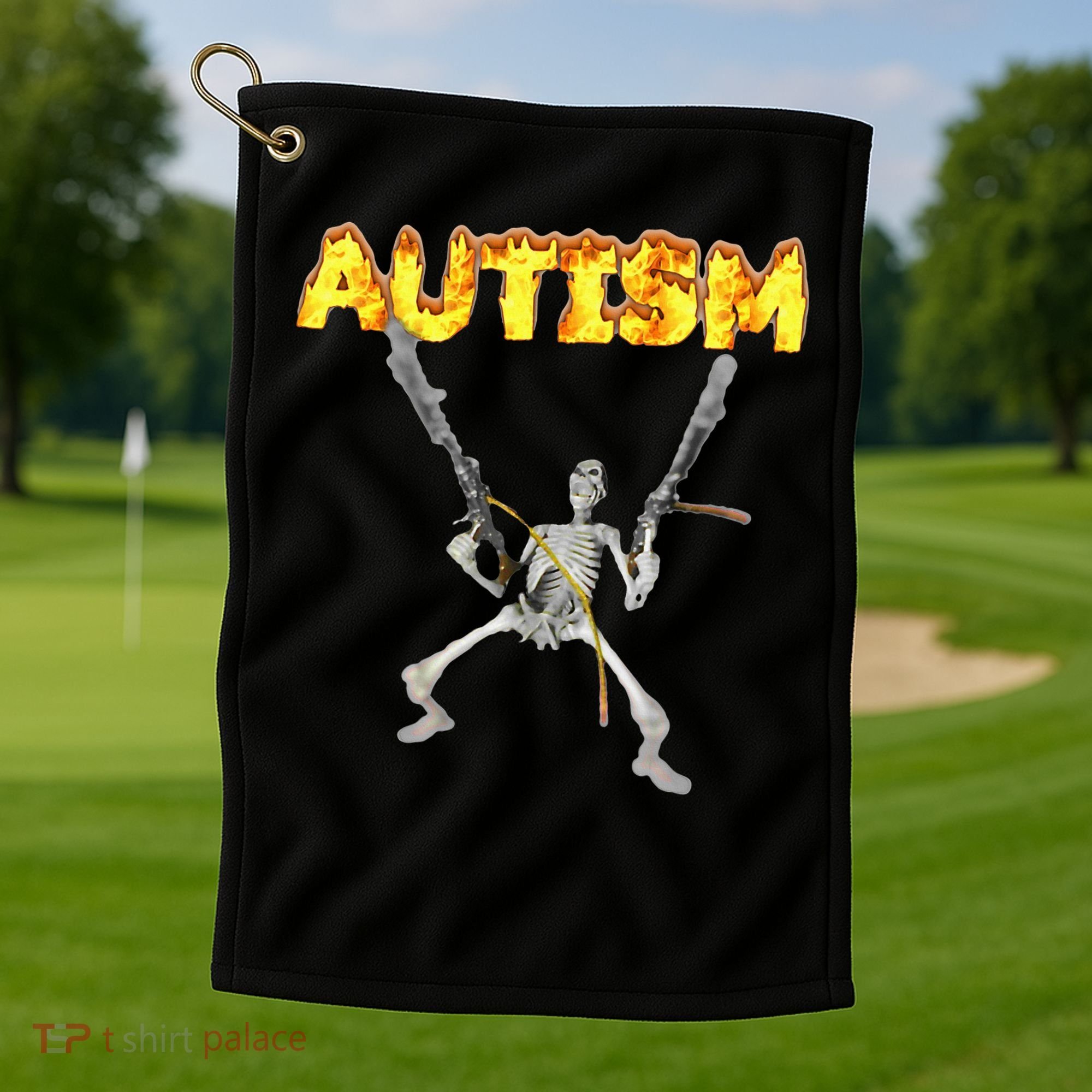 Autism Skeleton Meme Golf Towel