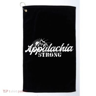 Appalachia Strong Mountain Silhouette Typography Golf Towel