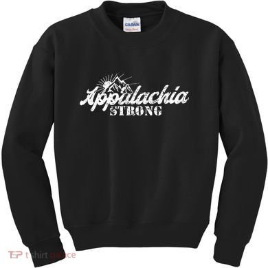 Appalachia Strong Mountain Silhouette Typography Kids Sweatshirt