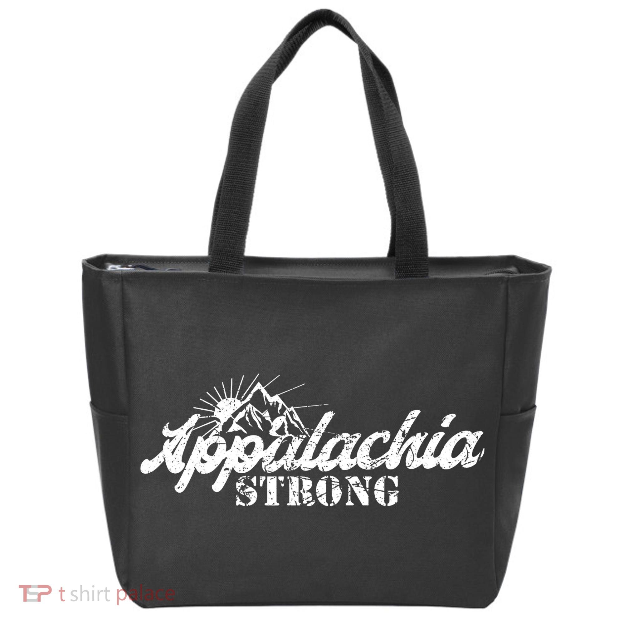 Appalachia Strong Mountain Silhouette Typography Tote Bag