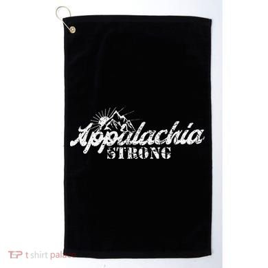 Appalachia Strong Mountain Silhouette Typography Golf Towel