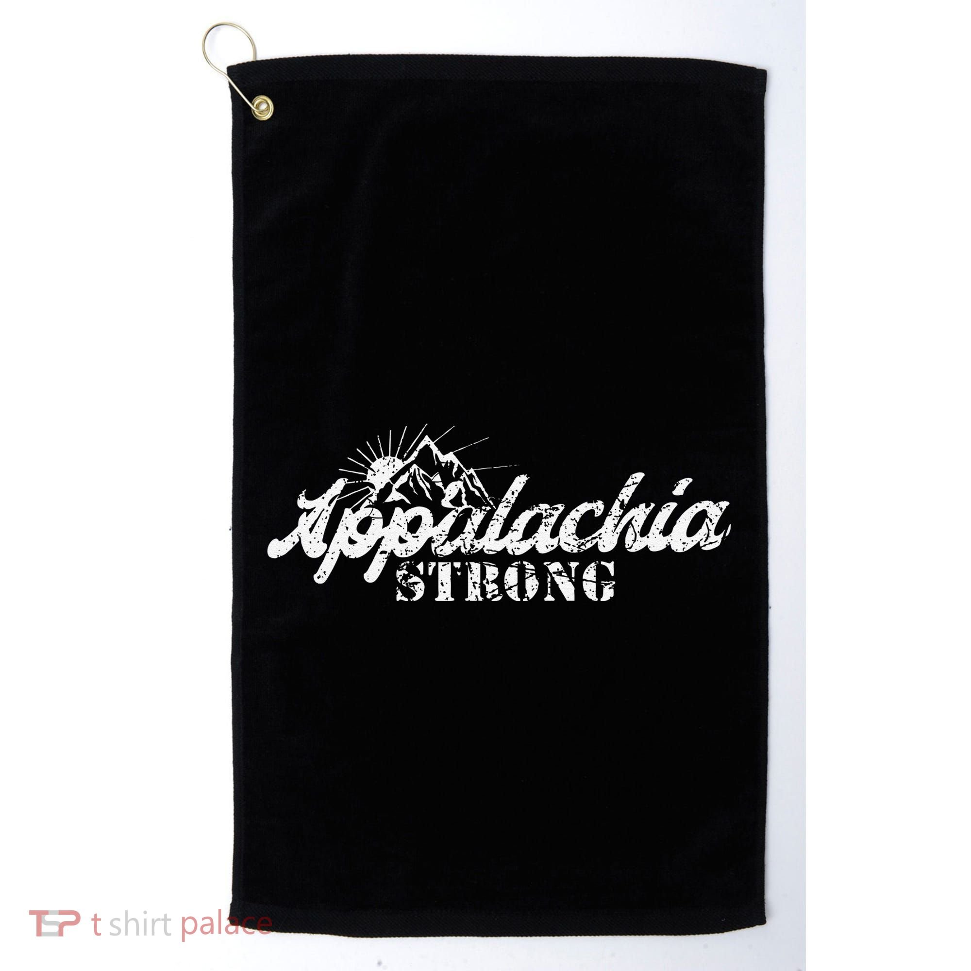 Appalachia Strong Mountain Silhouette Typography Golf Towel