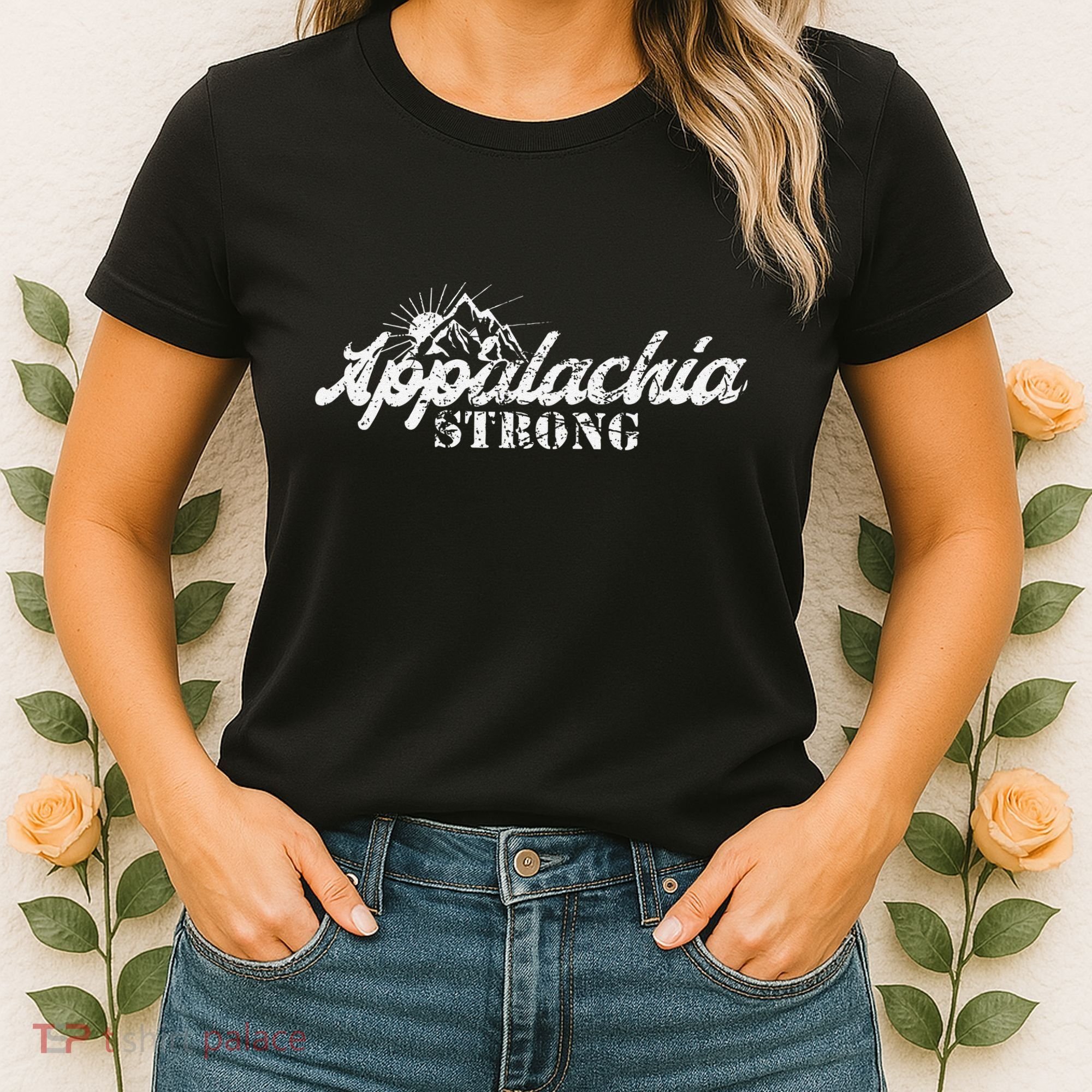 Appalachia Strong Mountain Silhouette Typography Women's T-Shirt