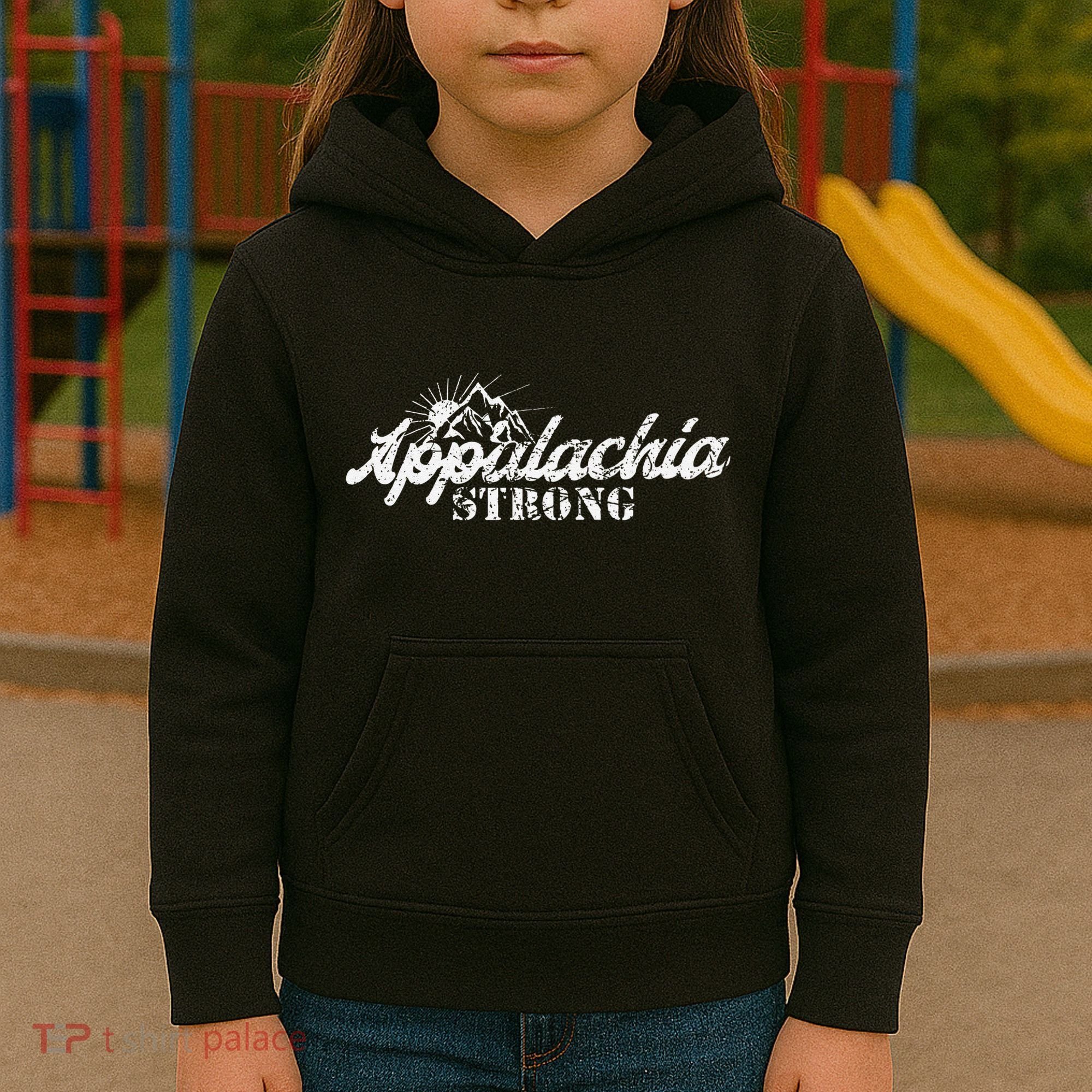 Appalachia Strong Mountain Silhouette Typography Kids Hoodie
