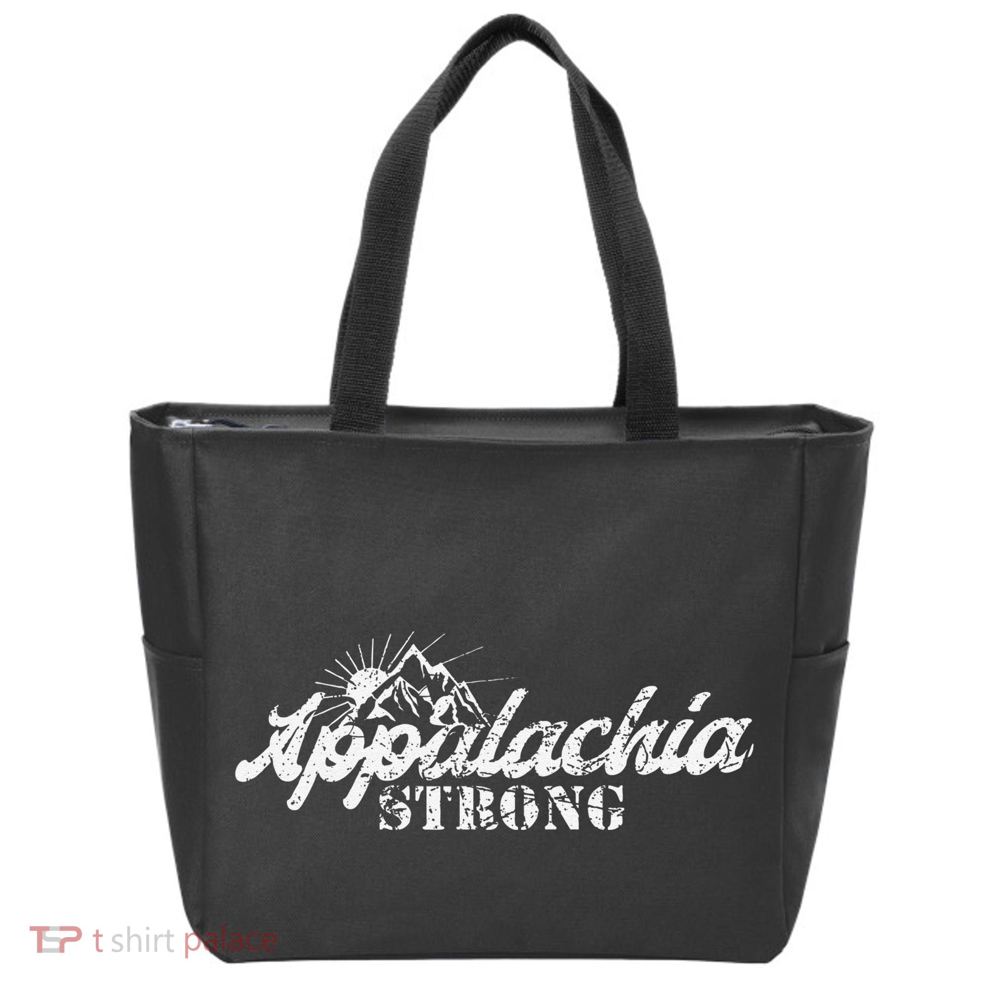 Appalachia Strong Mountain Silhouette Typography Tote Bag