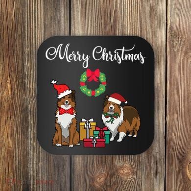 Adorable Shelties Merry Christmas Sheltie Mom Gift Coaster