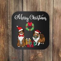 Adorable Shelties Merry Christmas Sheltie Mom Gift Coaster thumb 0