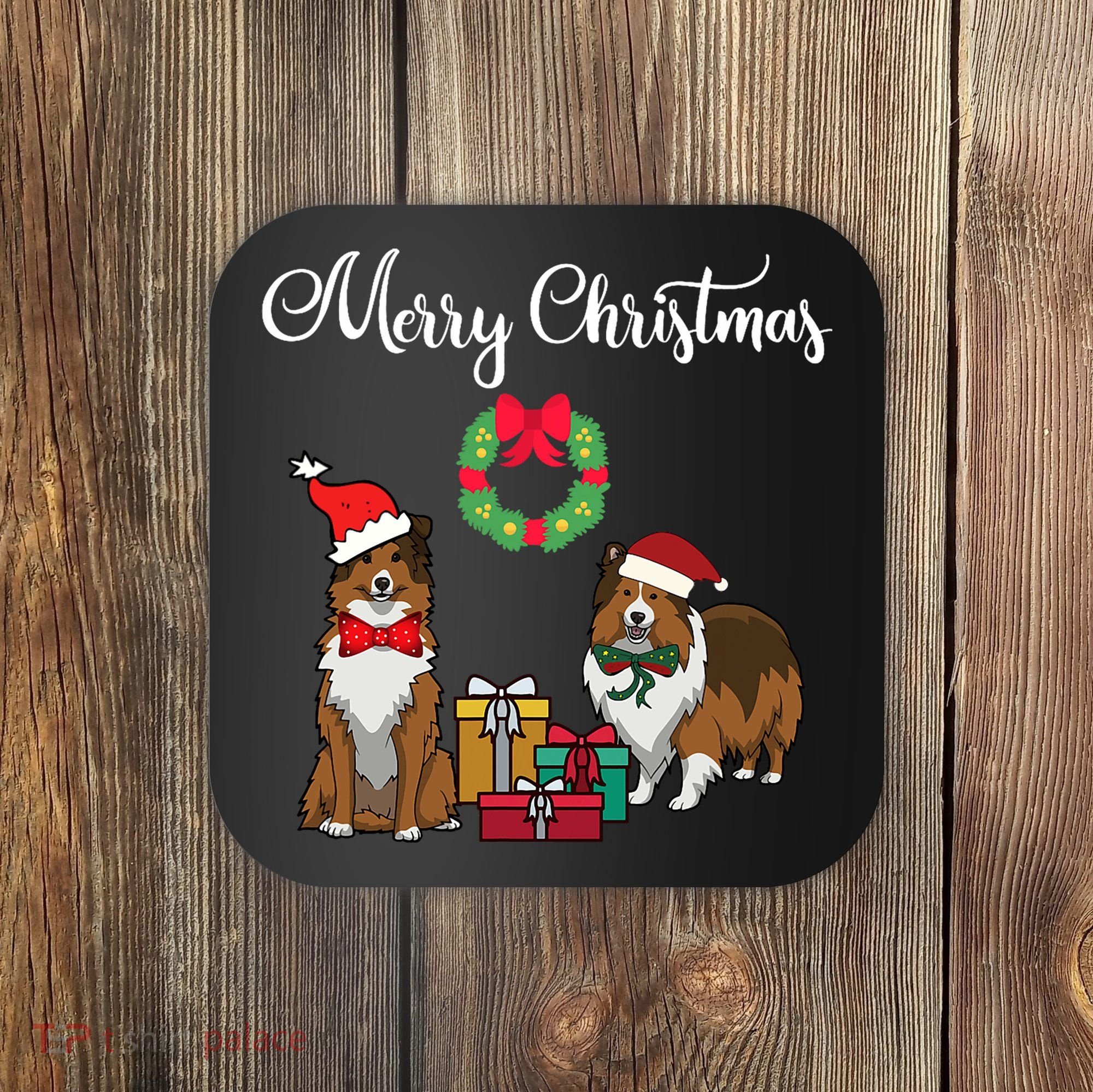Adorable Shelties Merry Christmas Sheltie Mom Gift Coaster