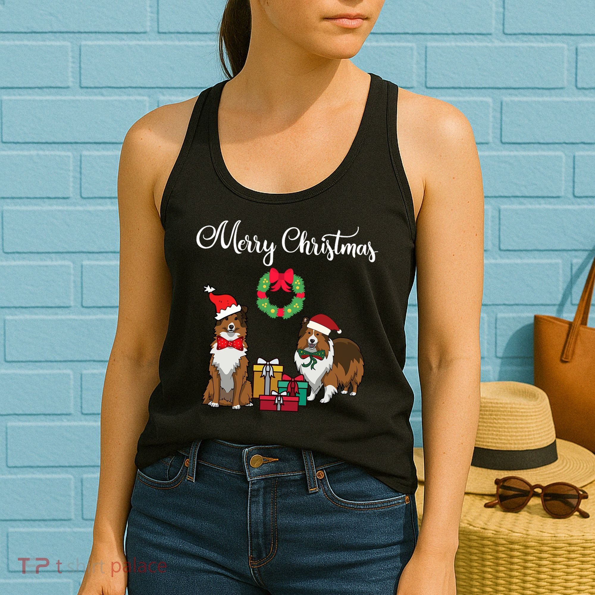 Adorable Shelties Merry Christmas Sheltie Mom Gift Women's Tank Top