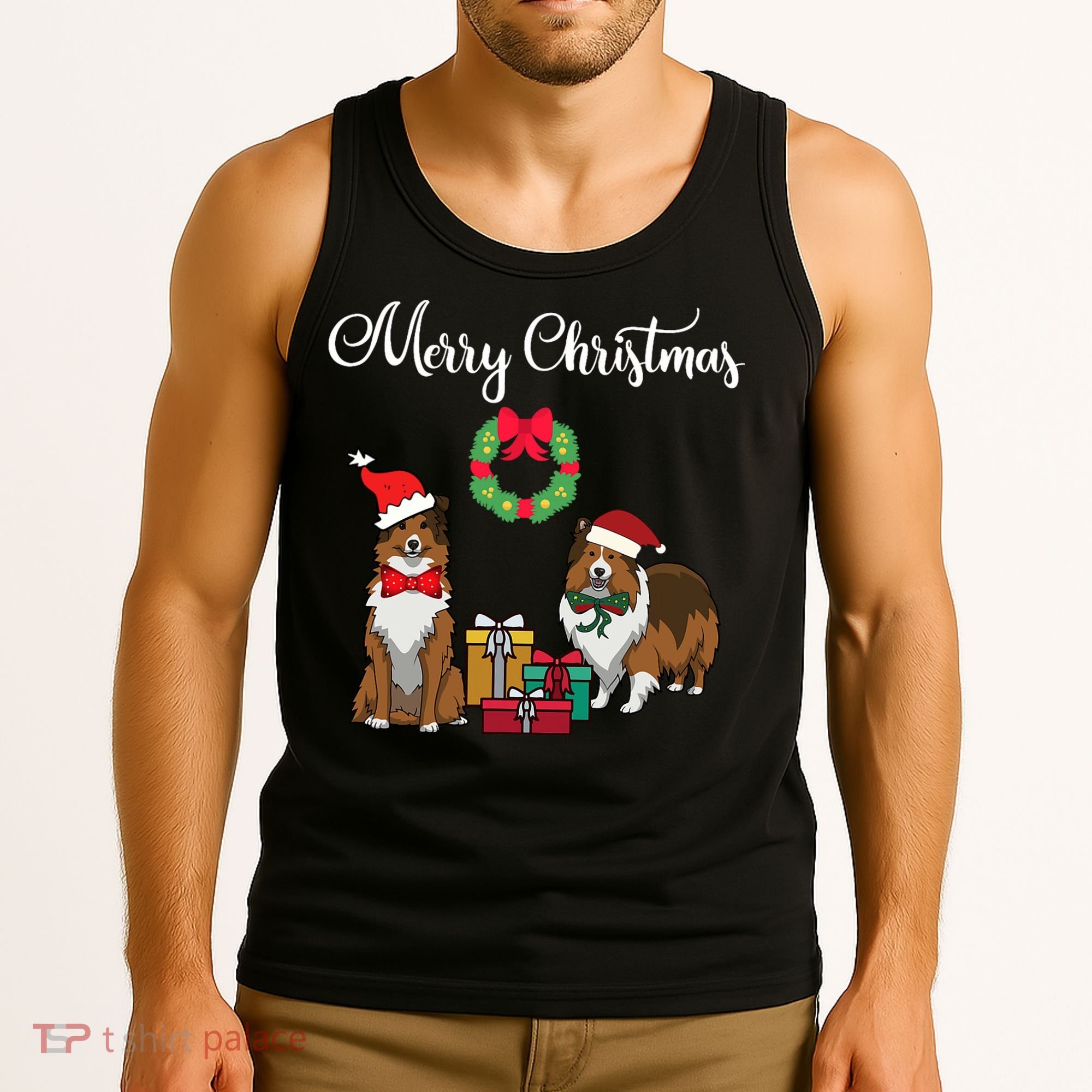 Adorable Shelties Merry Christmas Sheltie Mom Gift Tank Top