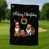 Adorable Shelties Merry Christmas Sheltie Mom Gift Golf Towel thumb 1