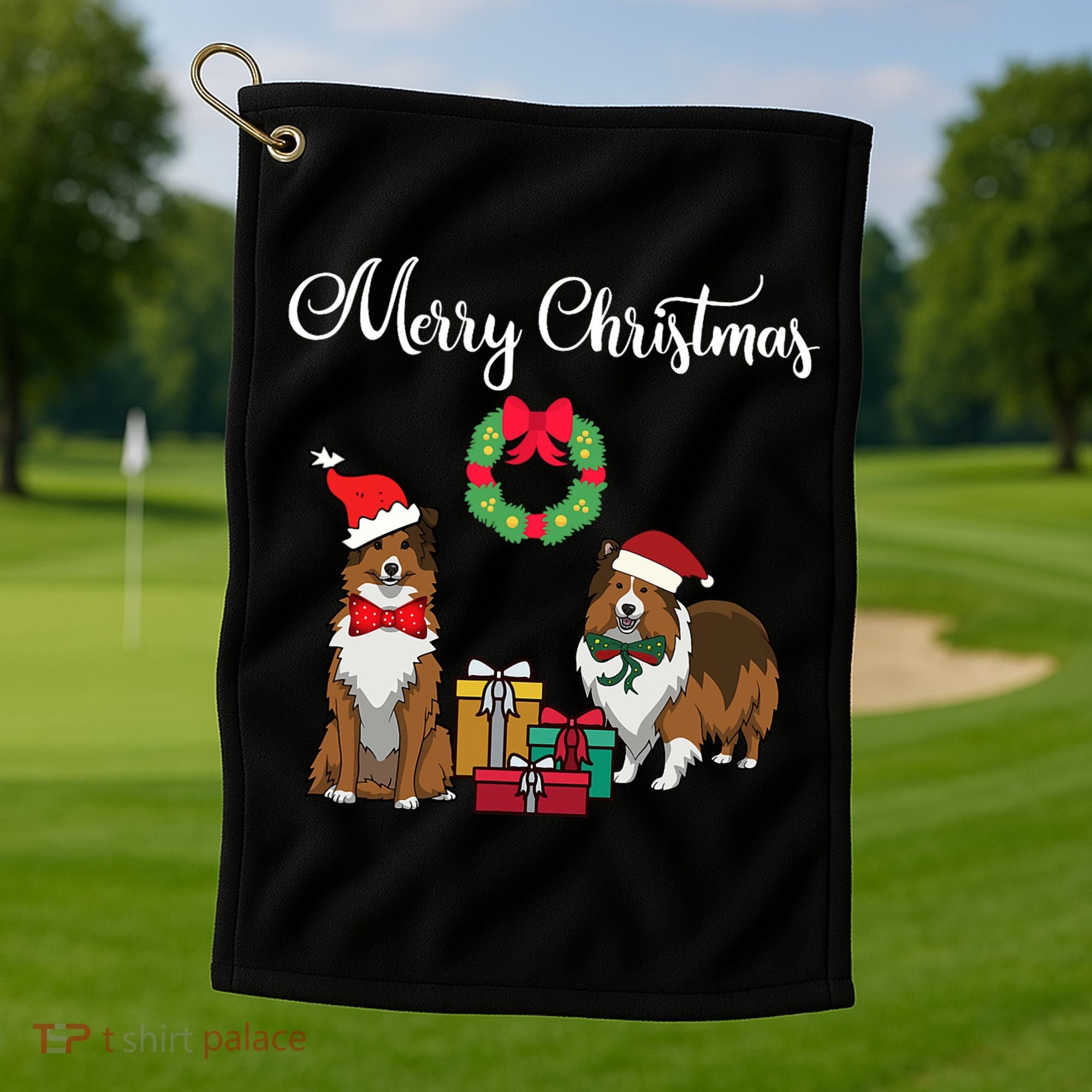 Adorable Shelties Merry Christmas Sheltie Mom Gift Golf Towel