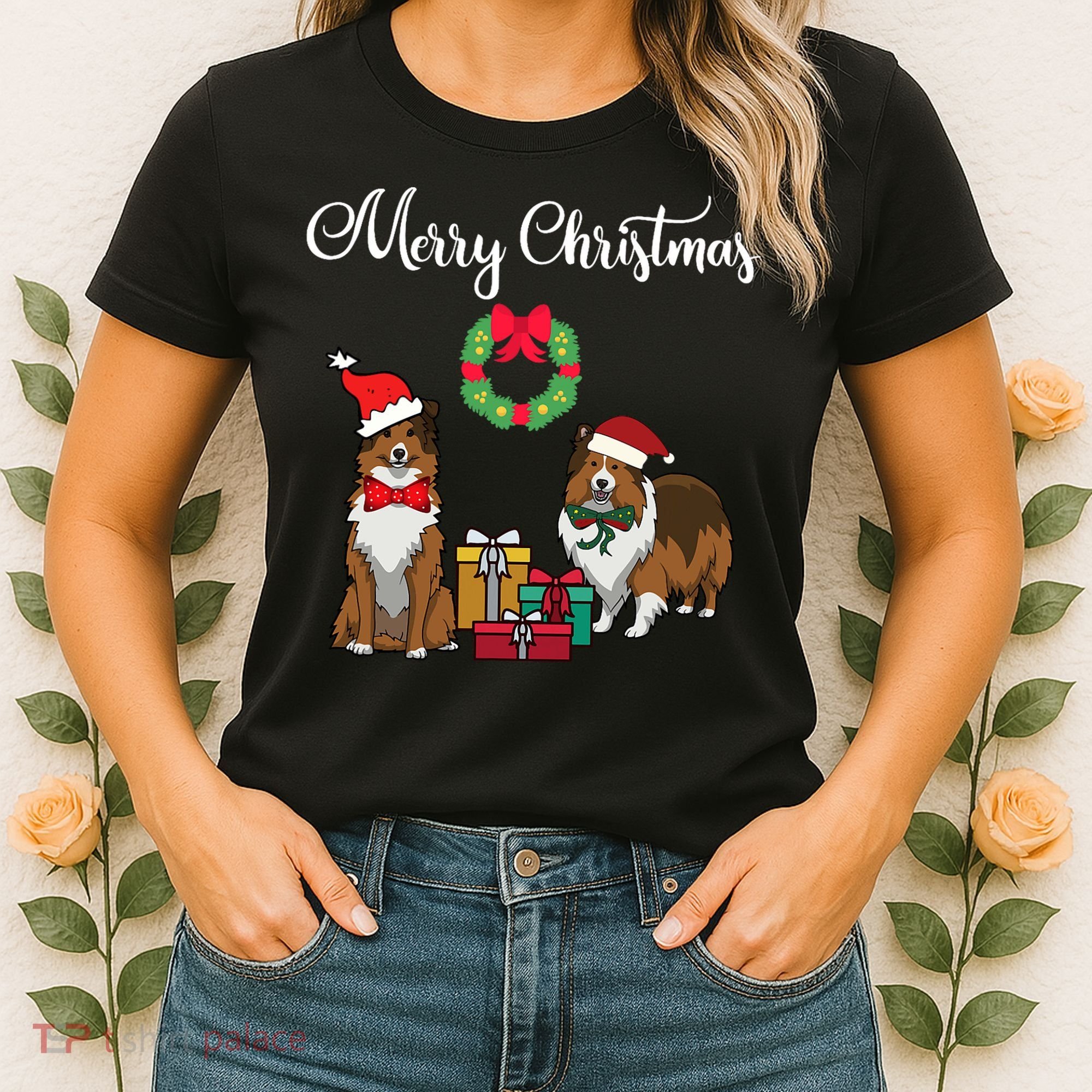 Adorable Shelties Merry Christmas Sheltie Mom Gift Women's T-Shirt