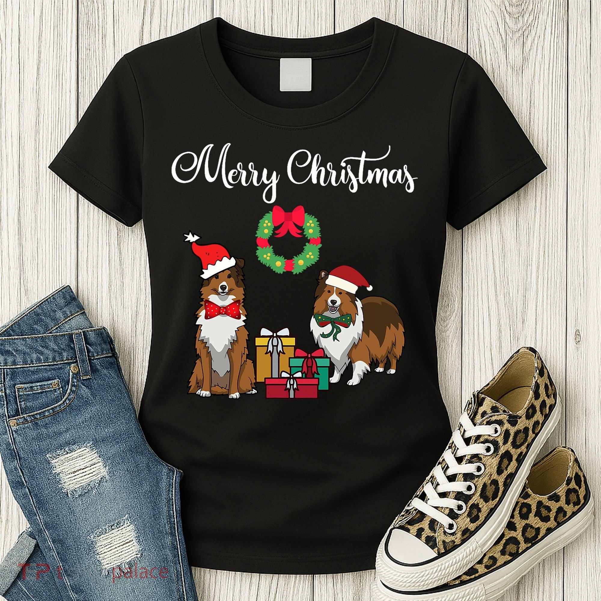 Adorable Shelties Merry Christmas Sheltie Mom Gift Women's T-Shirt