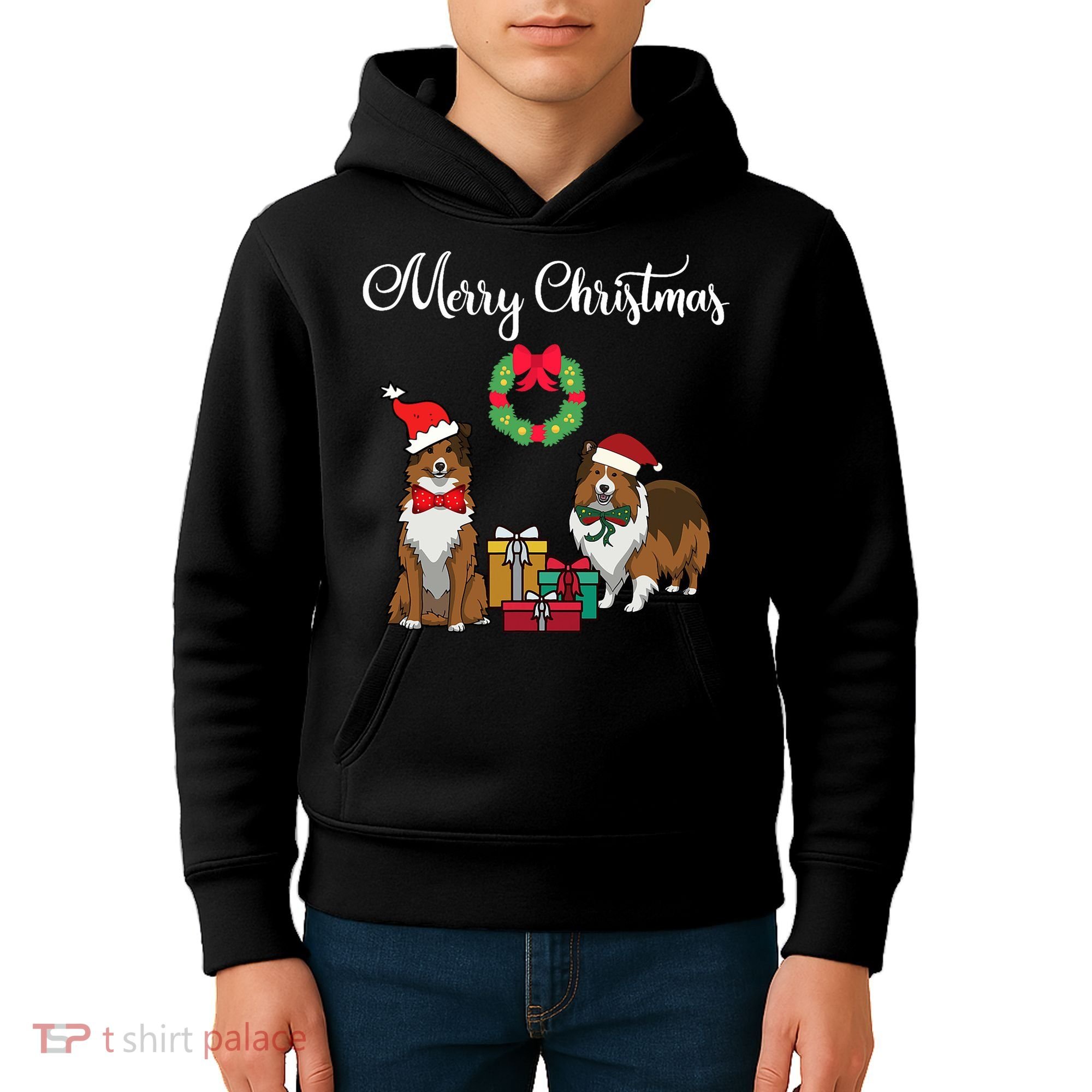 Adorable Shelties Merry Christmas Sheltie Mom Gift Kids Hoodie