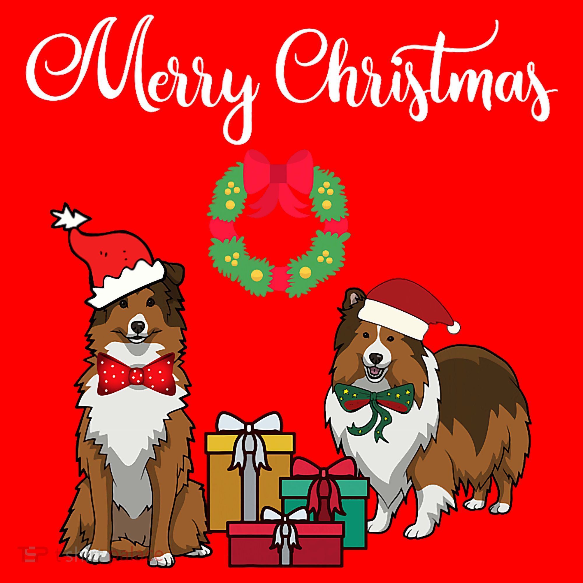 Adorable Shelties Merry Christmas Sheltie Mom Gift Santa Hat