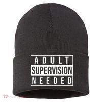Adult Supervision Needed Funny Gift Sustainable Knit Beanie thumb 0