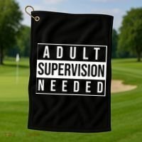 Adult Supervision Needed Funny Gift Golf Towel thumb 1