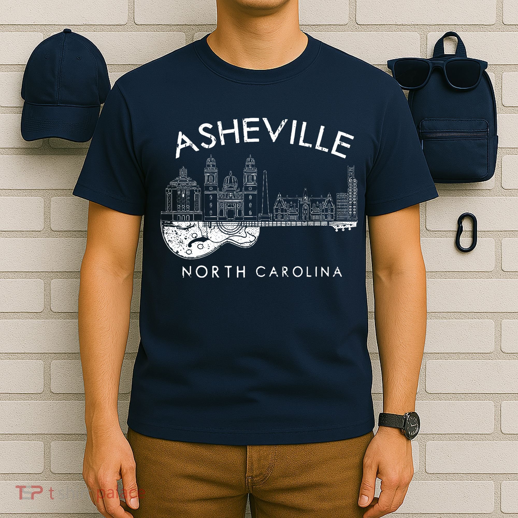 Asheville Souvenir North Carolina Lover Music Guitar T-Shirt
