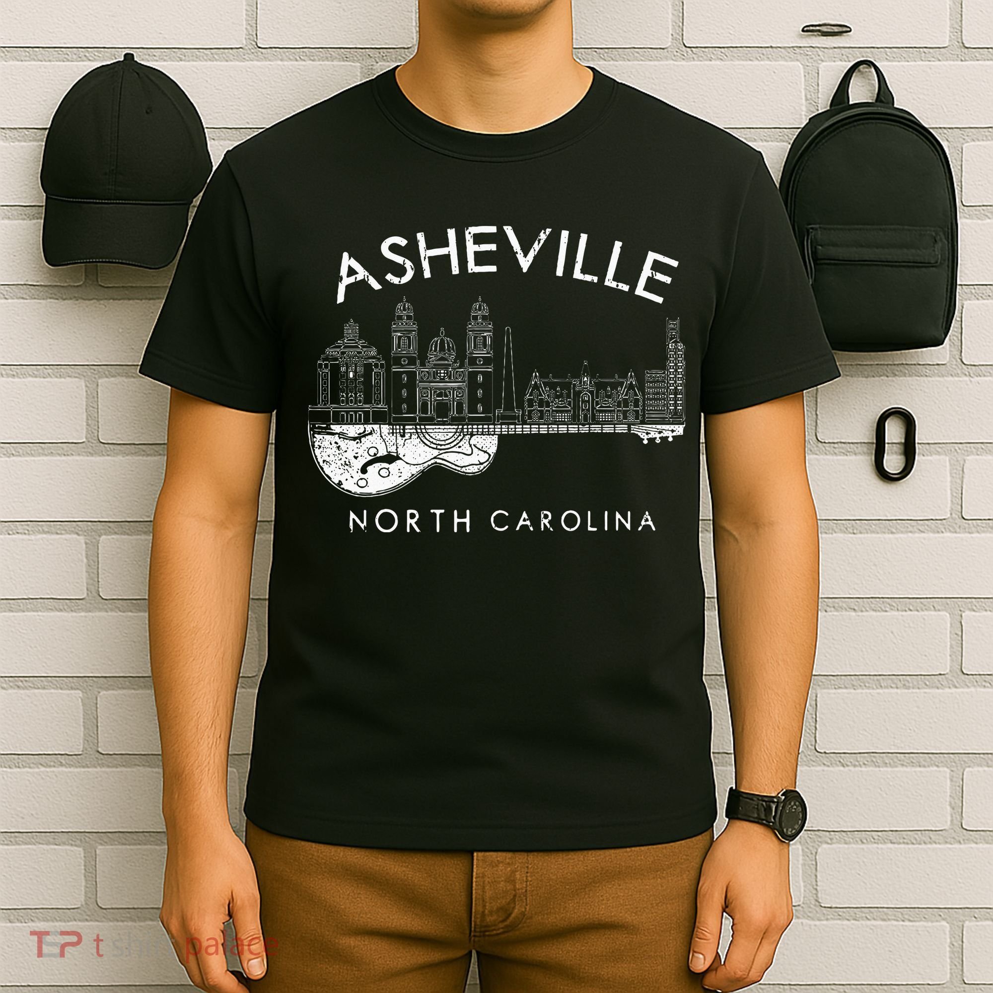 Asheville Souvenir North Carolina Lover Music Guitar T-Shirt