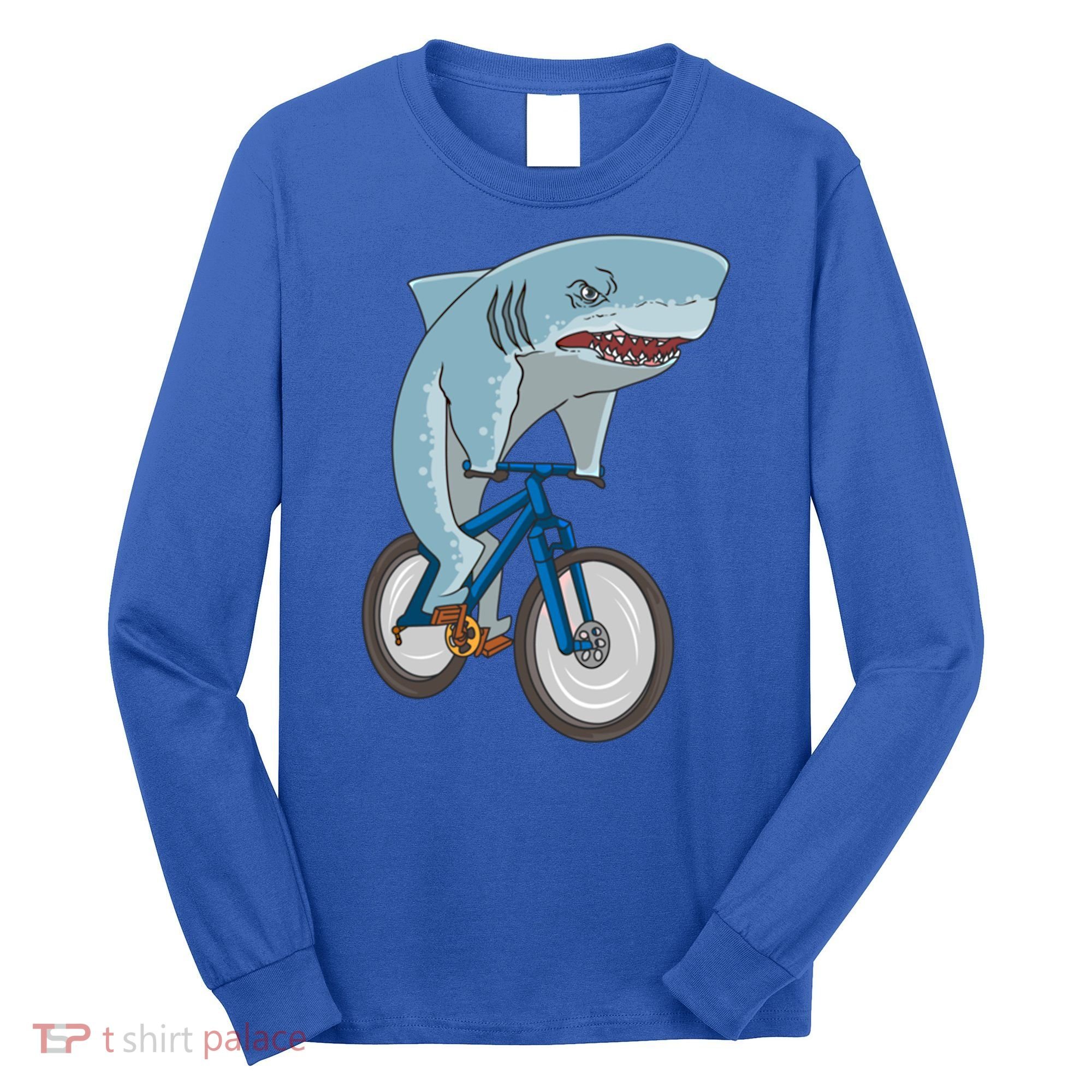A Shark On A Bike Is A Fitness Beast Gift Long Sleeve Shirt
