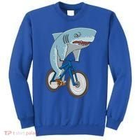 A Shark On A Bike Is A Fitness Beast Gift Sweatshirt thumb 0