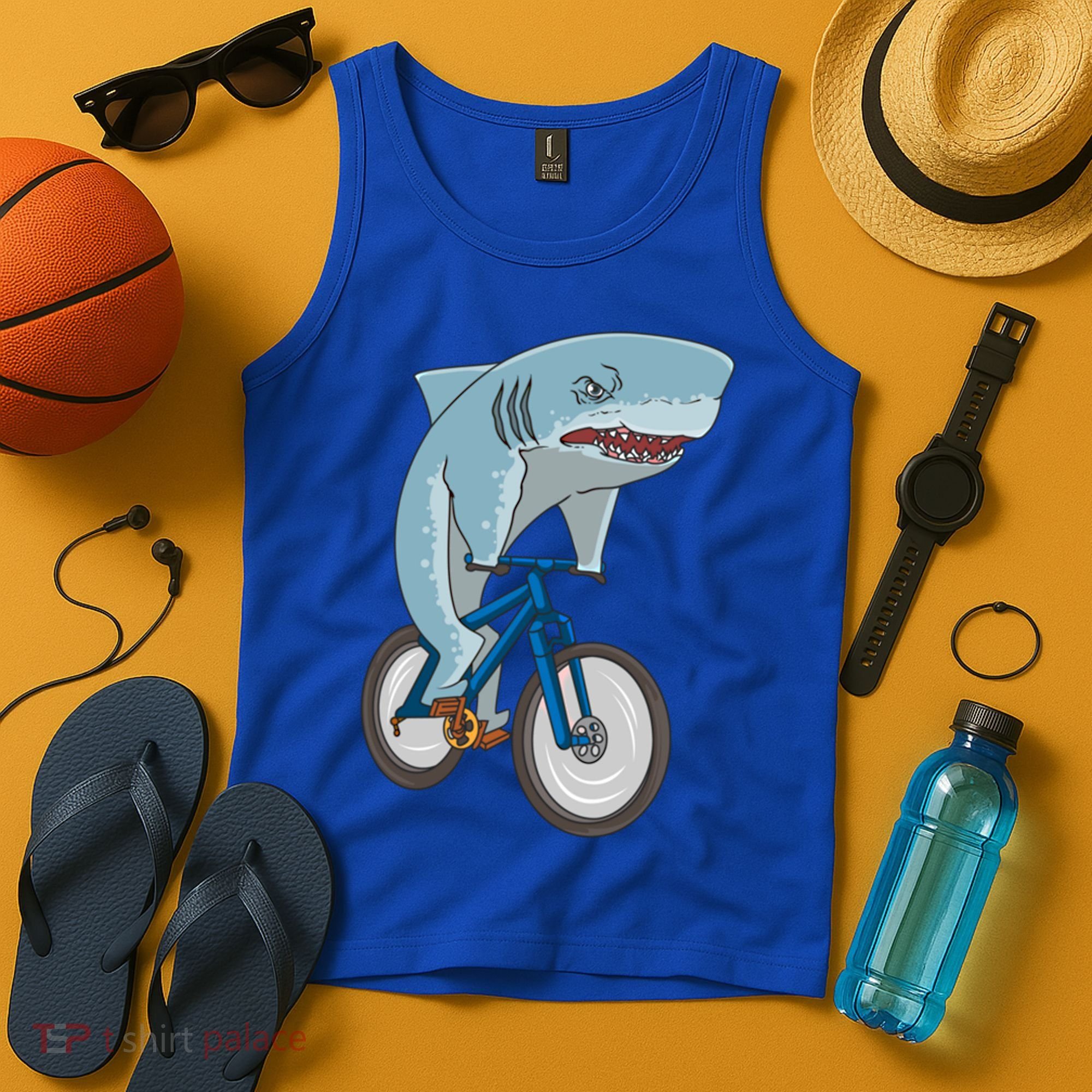 A Shark On A Bike Is A Fitness Beast Gift Tank Top