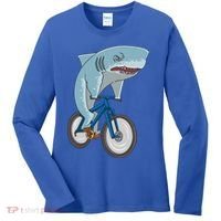 A Shark On A Bike Is A Fitness Beast Gift Women's Long Sleeve Shirt thumb 0