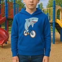 A Shark On A Bike Is A Fitness Beast Gift Kids Hoodie thumb 2