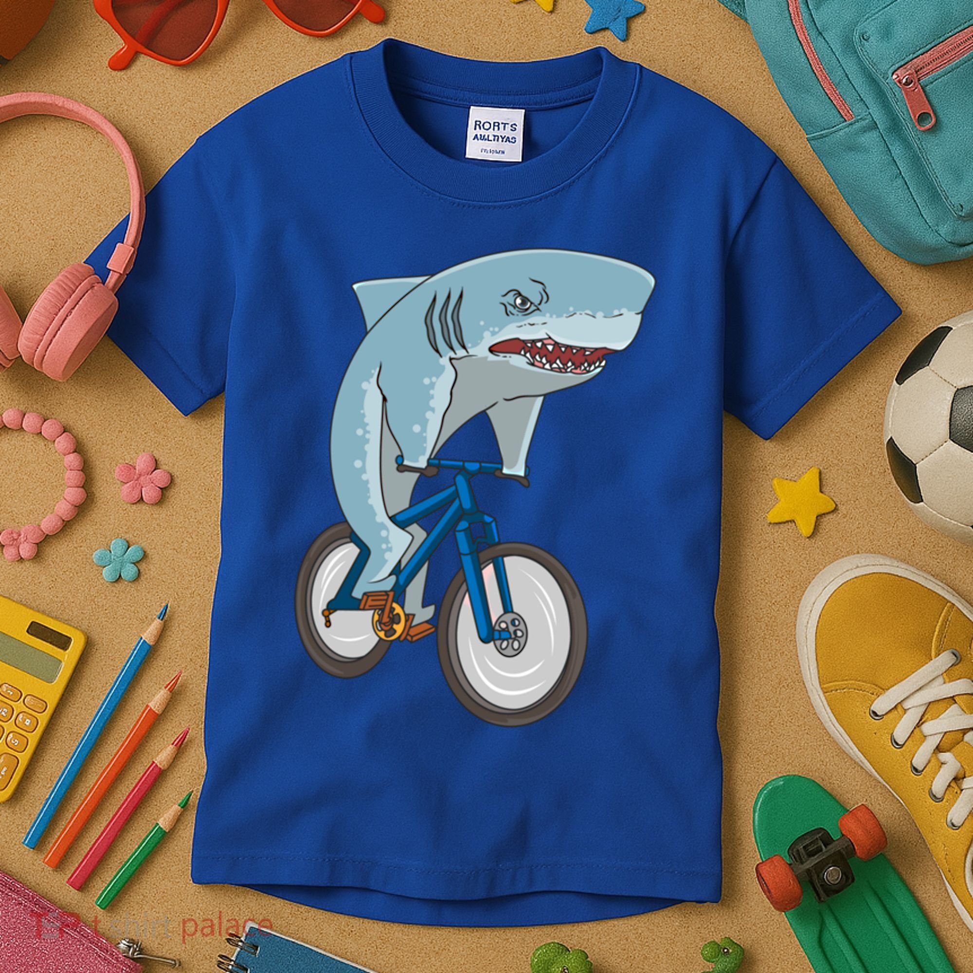 A Shark On A Bike Is A Fitness Beast Gift Kids T-Shirt