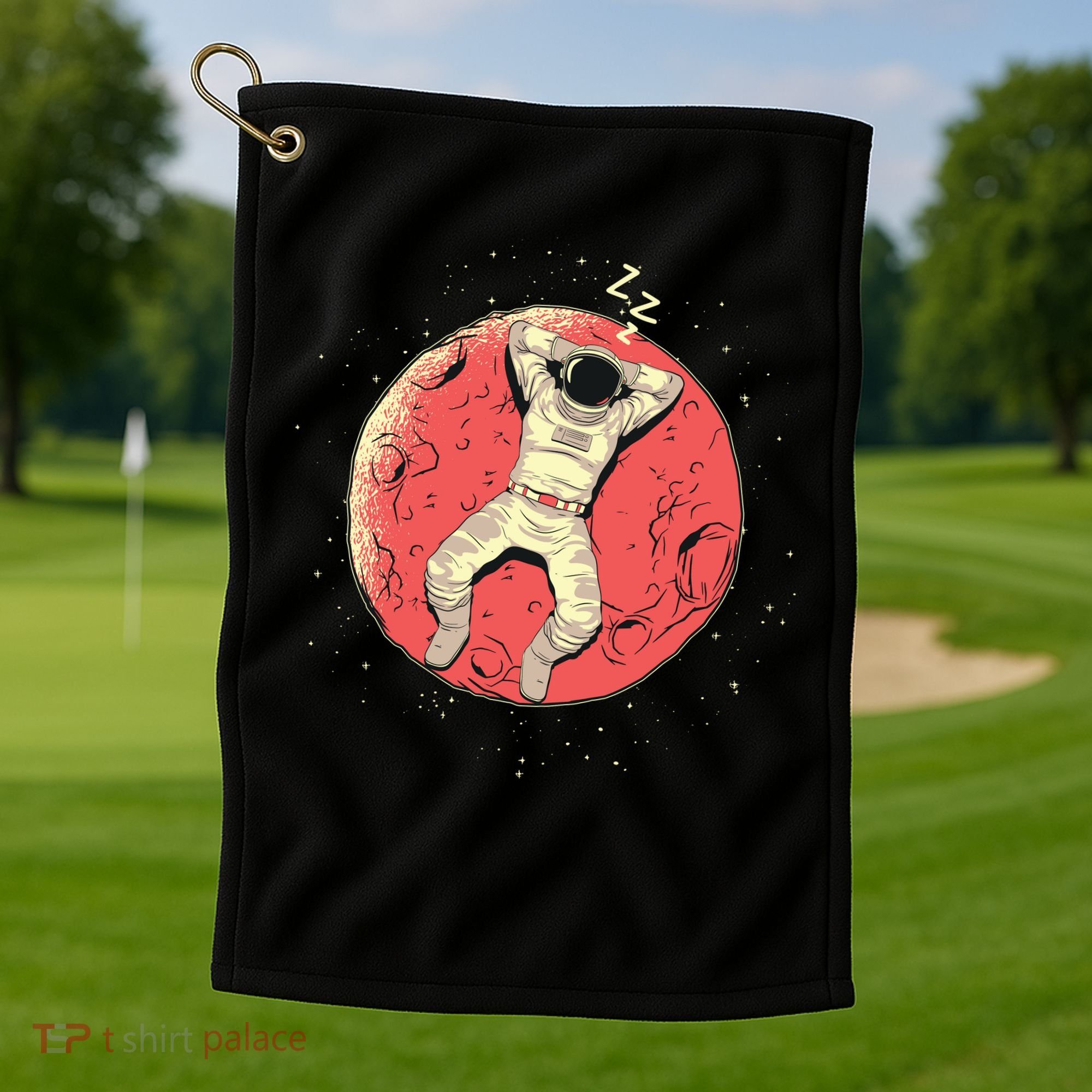 Astronaut Sleeping On Moon Golf Towel