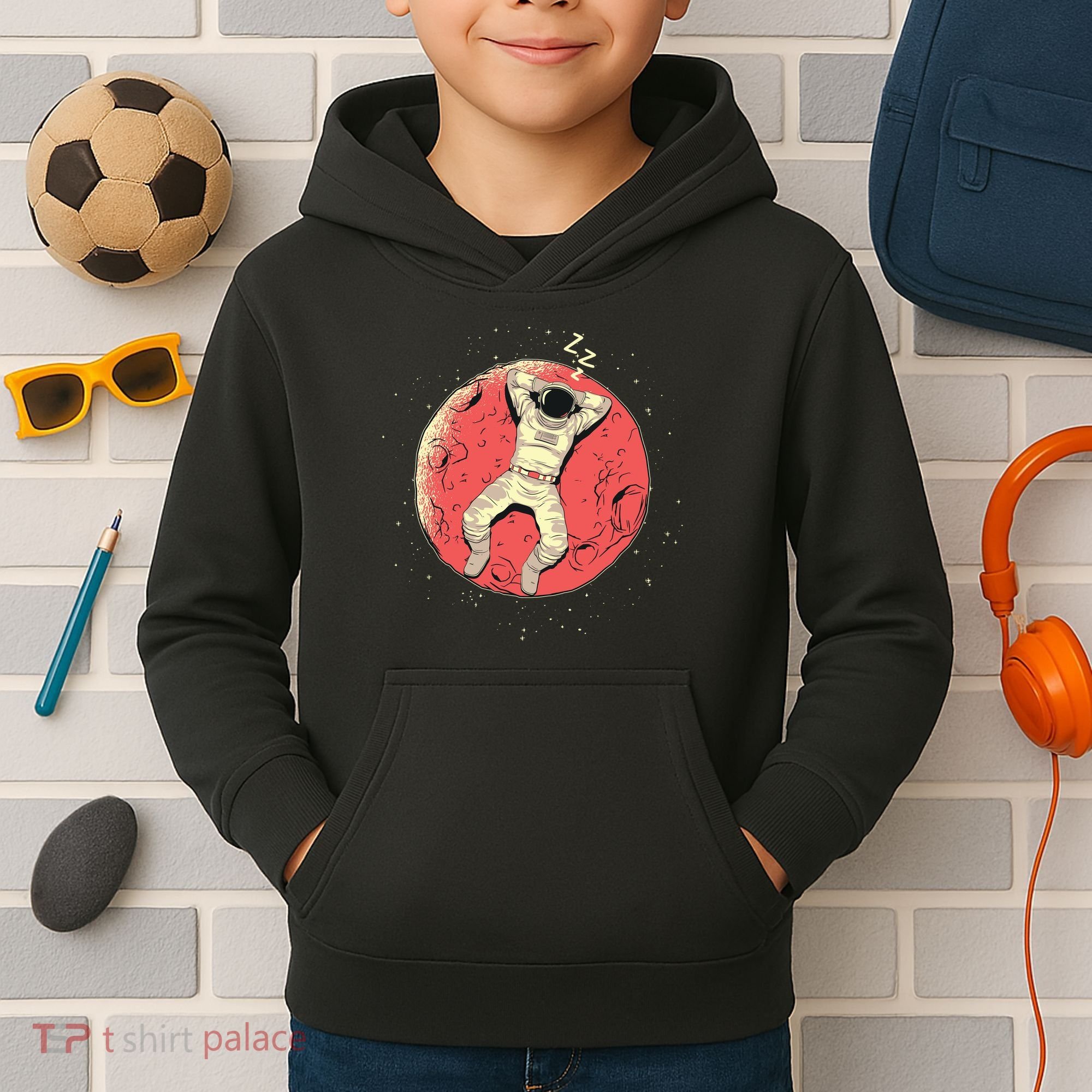 Astronaut Sleeping On Moon Kids Hoodie