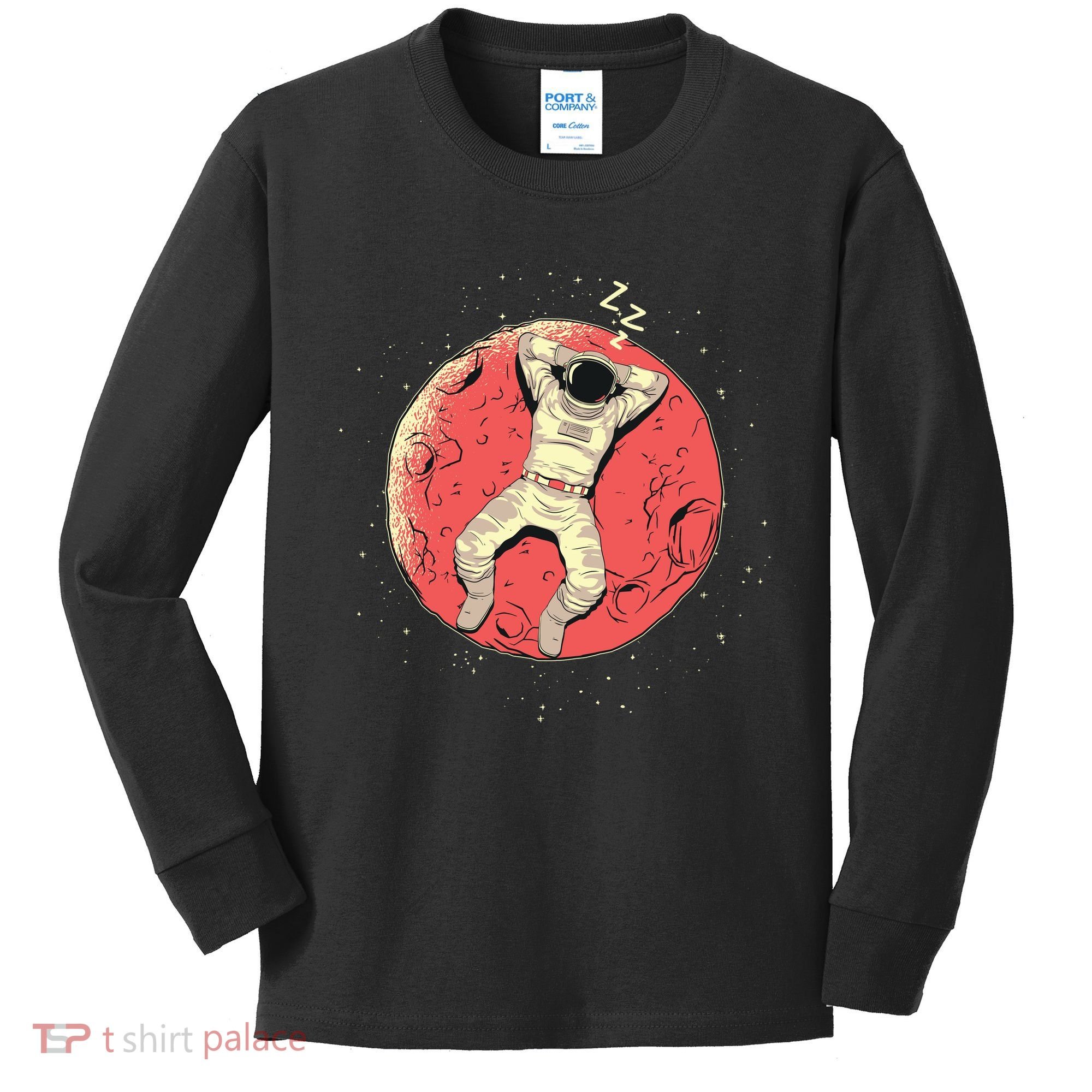 Astronaut Sleeping On Moon Kids Long Sleeve Shirt