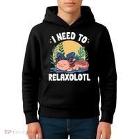 Axolotl Sleeping Pajamas I Need To Relaxalotl  Kids Hoodie thumb 4